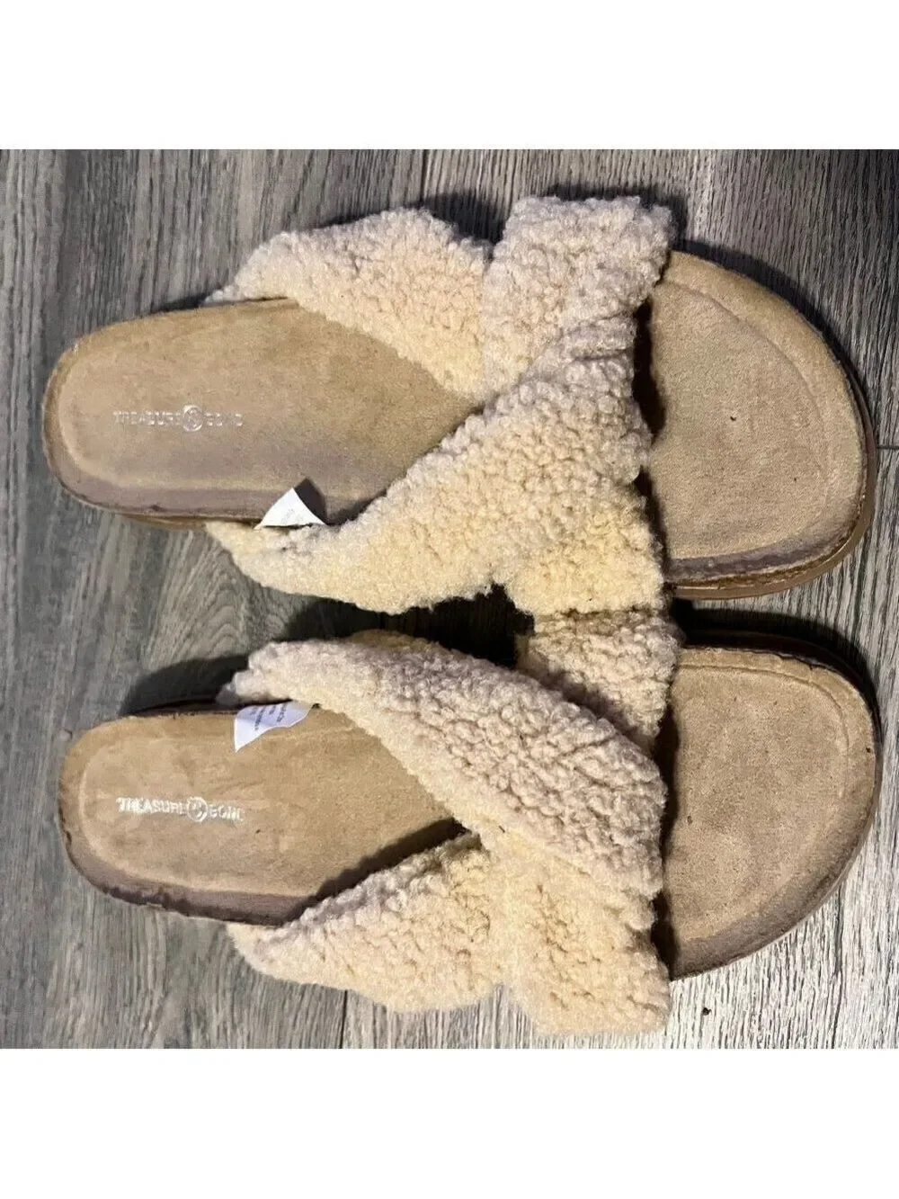 New Treasure & Bond Davina Faux Shearling Slides Size 8
